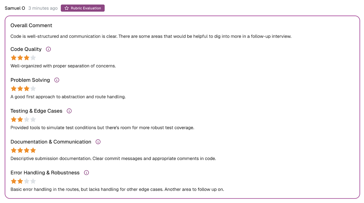 Evaluation rubrics for consistent scoring
