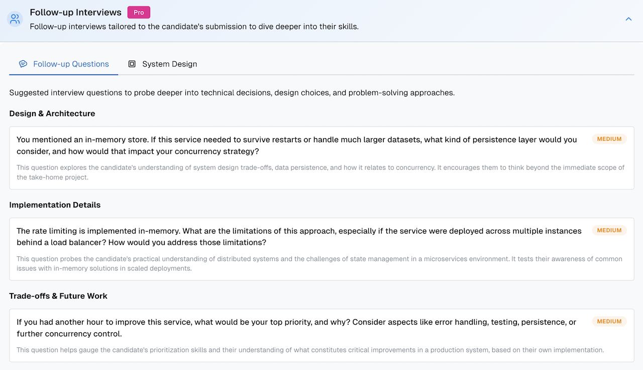 Questions grounded in the candidate’s work